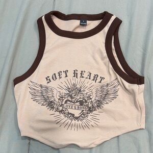 Brand new in bag SHEIN Brown and Cream Graphic Tank Top CROPPED